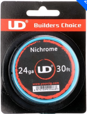 AUTHENTIC YOUDE UD NICHROME RESISTANCE WIRE FOR REBUILDABLE ATOMIZERS - SILVER, 24 GA (30 FEET) a