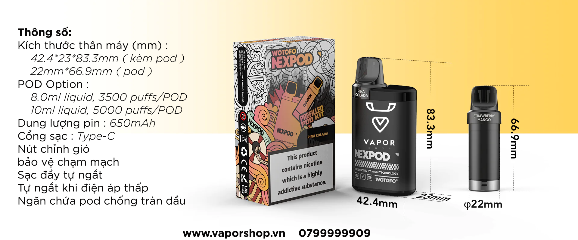 Wotofo NexPod KIT Pod-Based Disposables giá rẻ tại Vaporshop