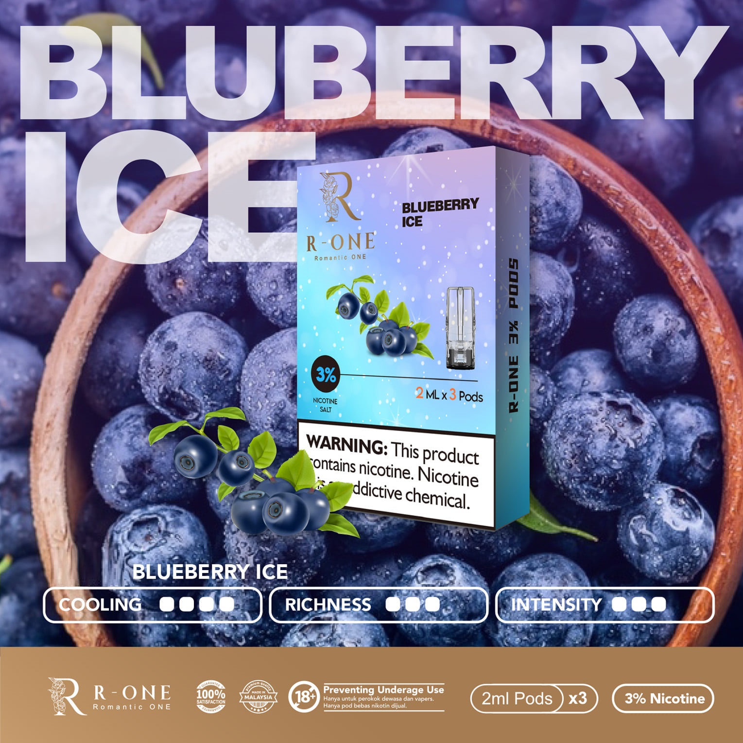 POD R-SMART VIỆT QUẤT LẠNH R-ONE BLUEBERRY ICE 2ML