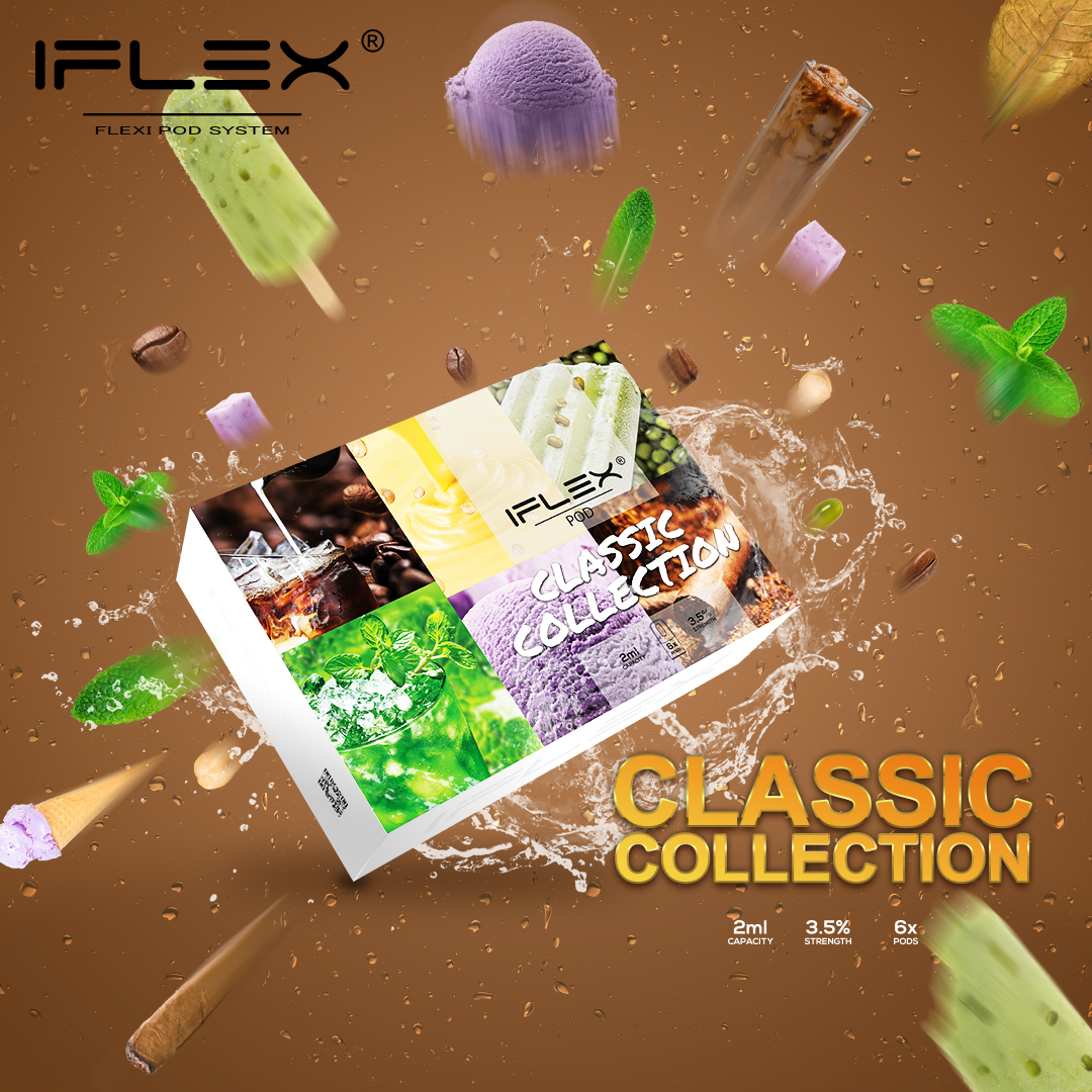 (Thuốc lá Kem môn Cafe Bạc hà Kem trứng Đậu xanh) IFLEX CLASSIC COLLECTION POD RELX (6PCS)