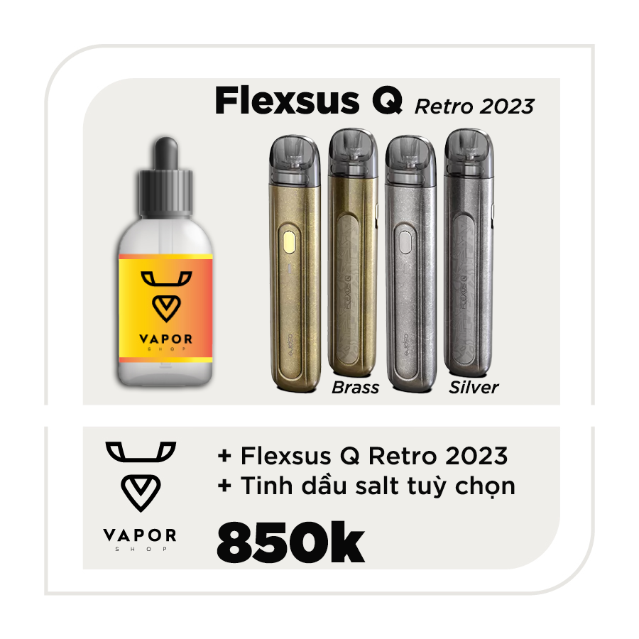 Combo Aspire Flexus Q retro 2023 kèm Tinh dầu và  Pack occ