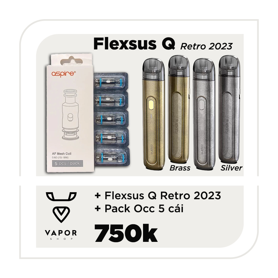 COMBO ASPIRE FLEXUS Q RETRO - Máy fullbox + Tinh dầu tuỳ chọn 