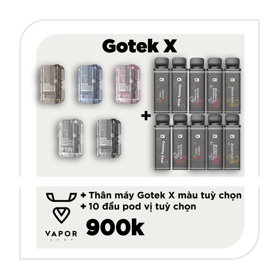 COMBO ASPIRE GOTEK X - Máy fullbox + 10 pod vị tuỳ chọn