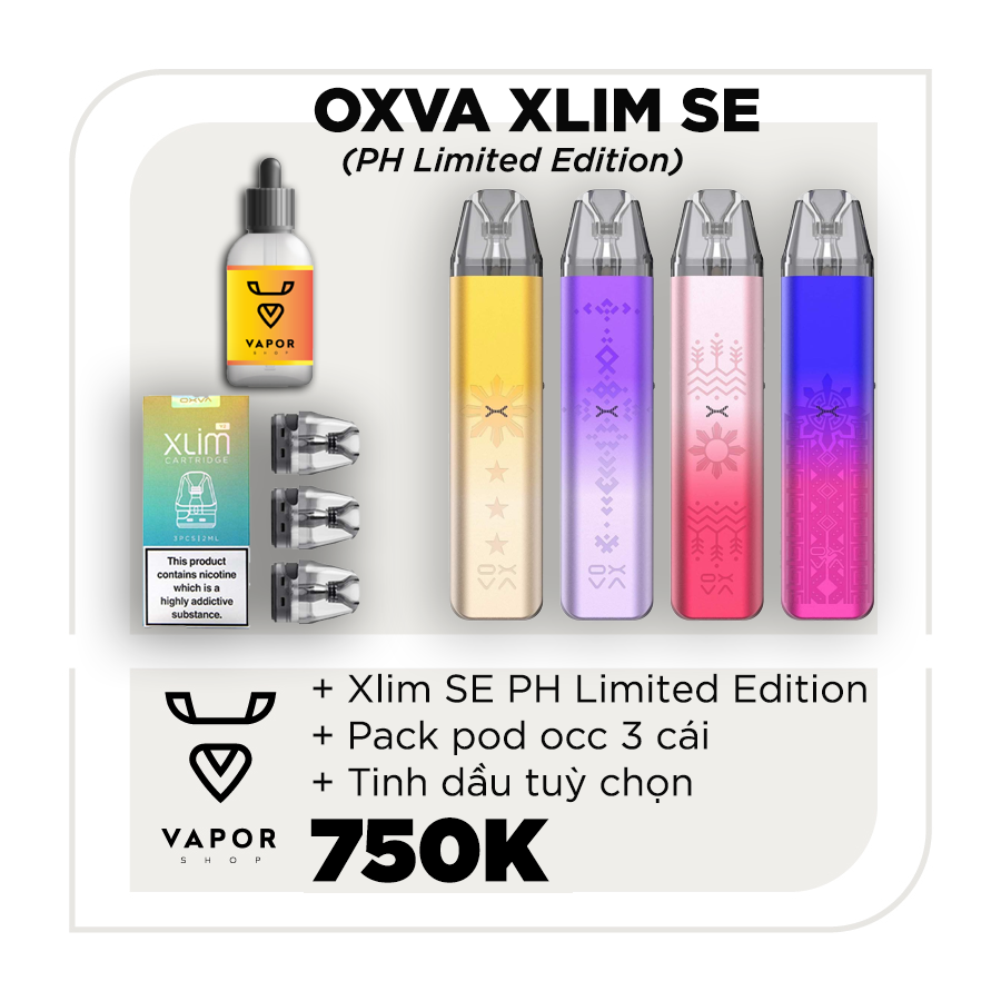 Combo OXVA XLIM SE PH limited edition kèm Tinh Dầu và Pack Pod Occ
