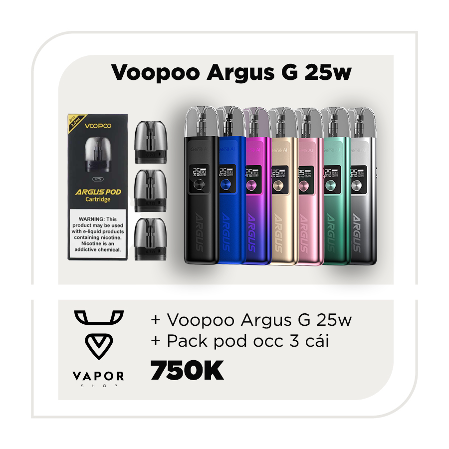 COMBO VOOPOO ARGUS G - Máy fullbox + Pack Pod Occ (3pcs)