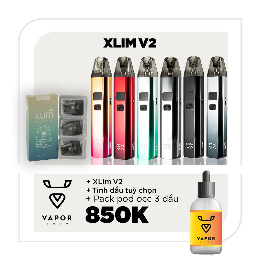 	COMBO OXVA XLIM V2 - Máy Fullbox + Tinh Dầu Tuỳ Chọn 