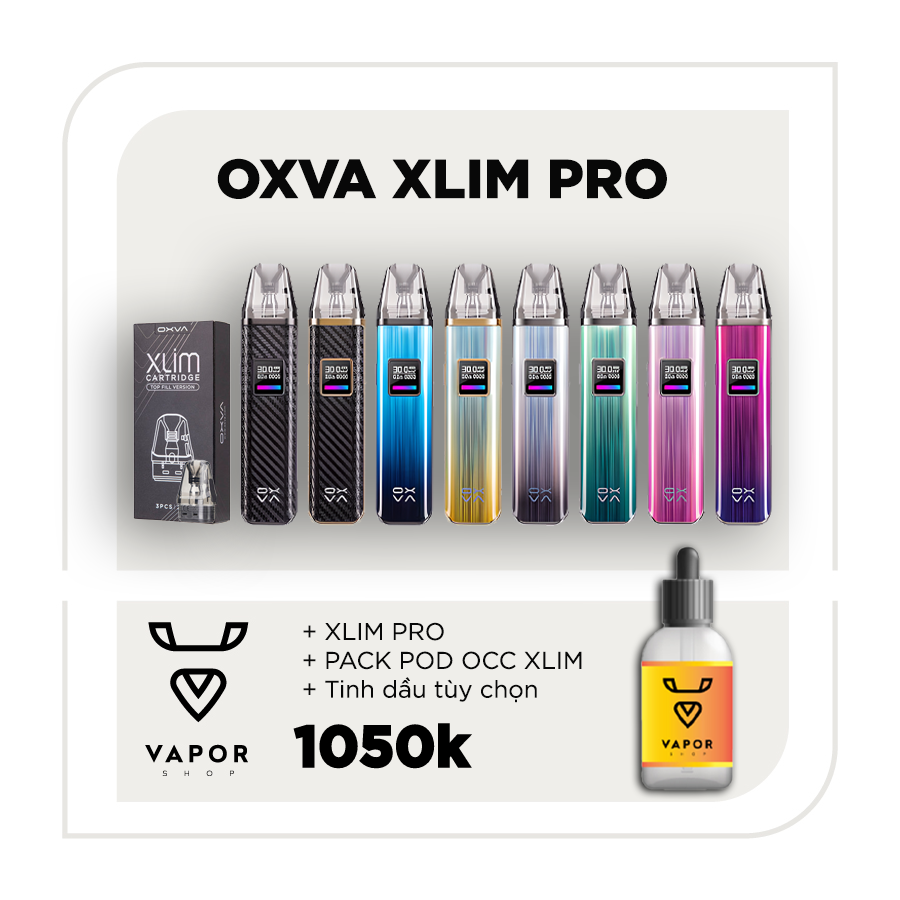 COMBO XLIM PRO - Máy fullbox + Tinh dầu tuỳ chọn + Pack Pod Occ (3pcs)