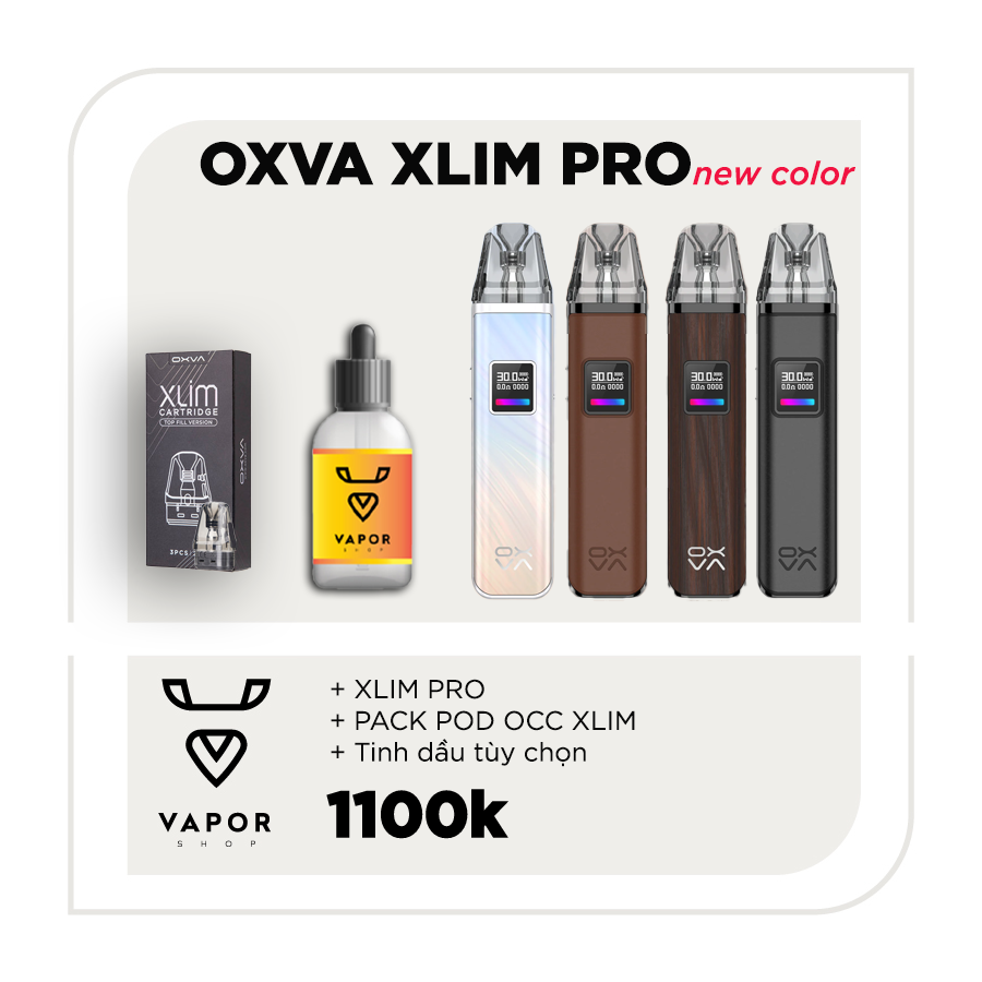 COMBO XLIM PRO New Color - Máy fullbox + Tinh dầu tuỳ chọn + Pack Pod Occ (3pcs)