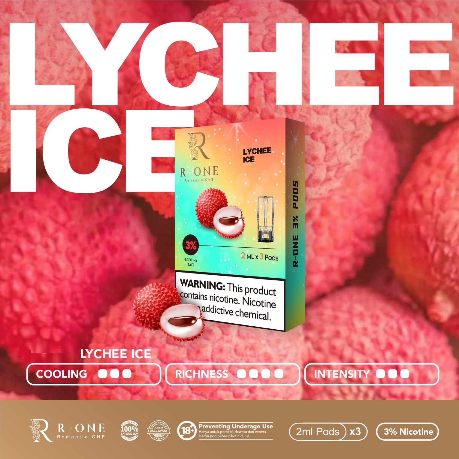 POD R-SMART VẢI LẠNH R-ONE LYCHEE ICE 2ML