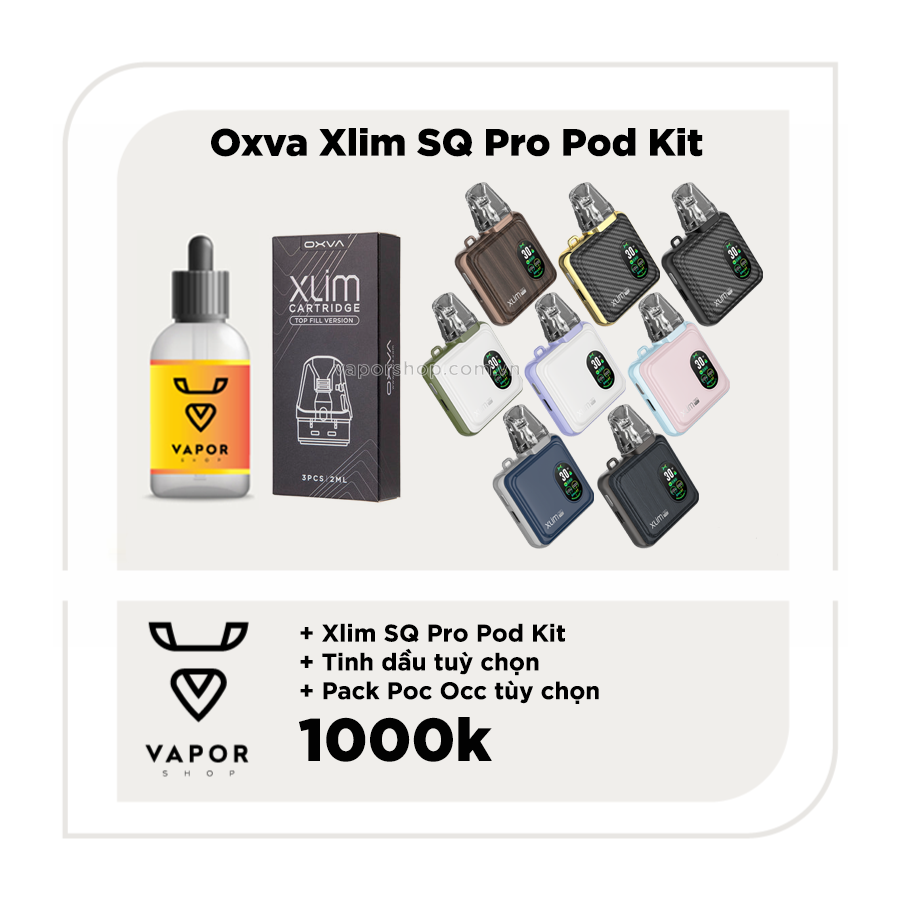 Combo Xlim SQ Pro kèm dầu tùy chọn và pack pod occ