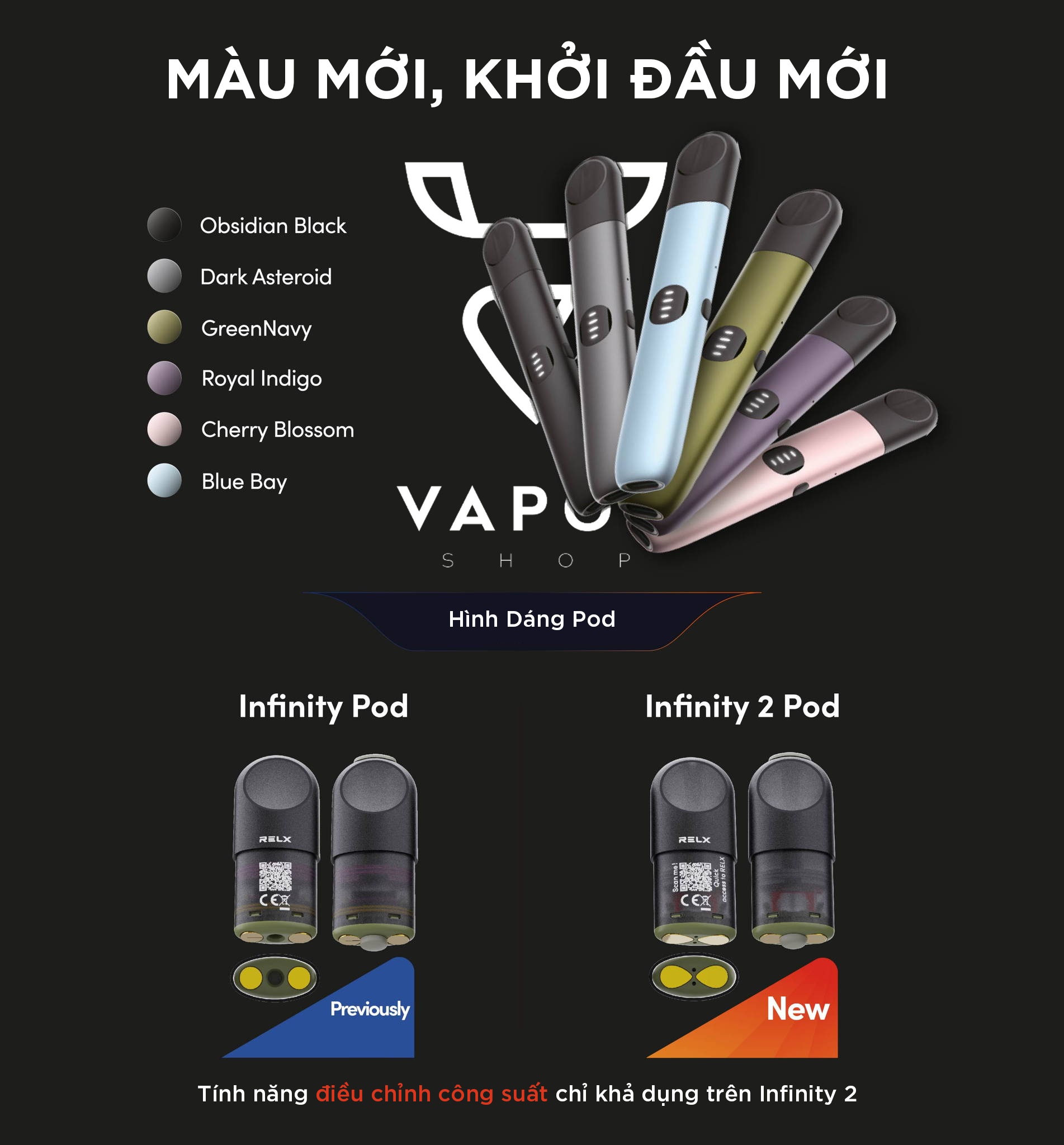 relx infinity 2 với 6 màu giá rẻ tại vaporshop